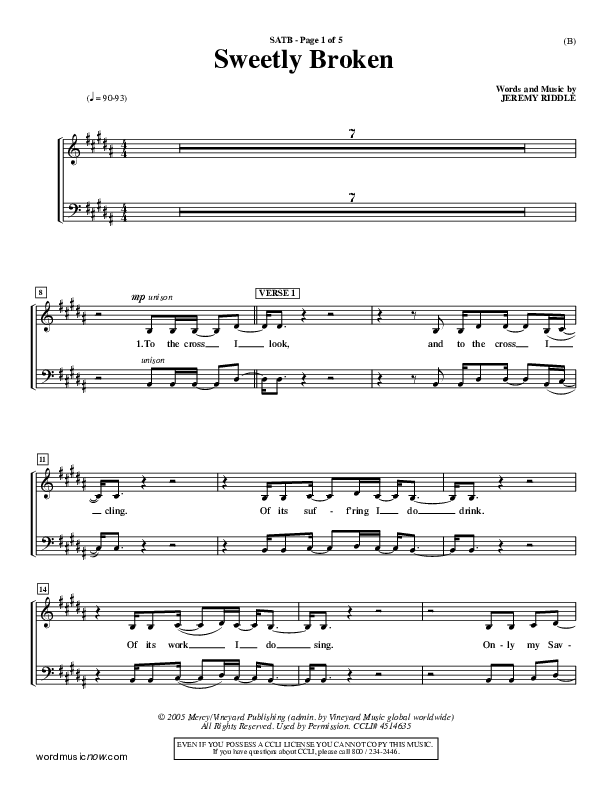 Sweetly Broken Choir Vocals (SATB) (Jeremy Riddle)