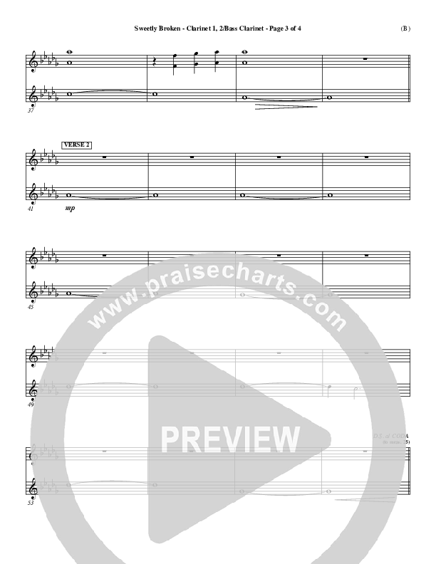 Sweetly Broken Clarinet 1/2, Bass Clarinet (Jeremy Riddle)