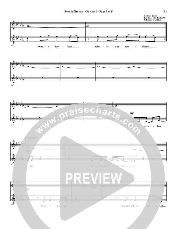 Sweetly Broken Clarinet 3 (Jeremy Riddle)