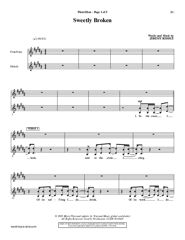 Sweetly Broken Flute/Oboe (Jeremy Riddle)