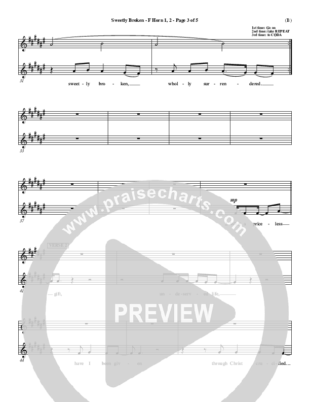 Sweetly Broken French Horn 1/2 (Jeremy Riddle)