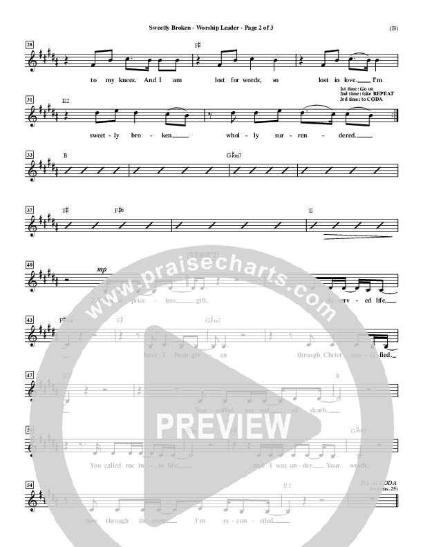 Sweetly Broken Lead Sheet (Jeremy Riddle)