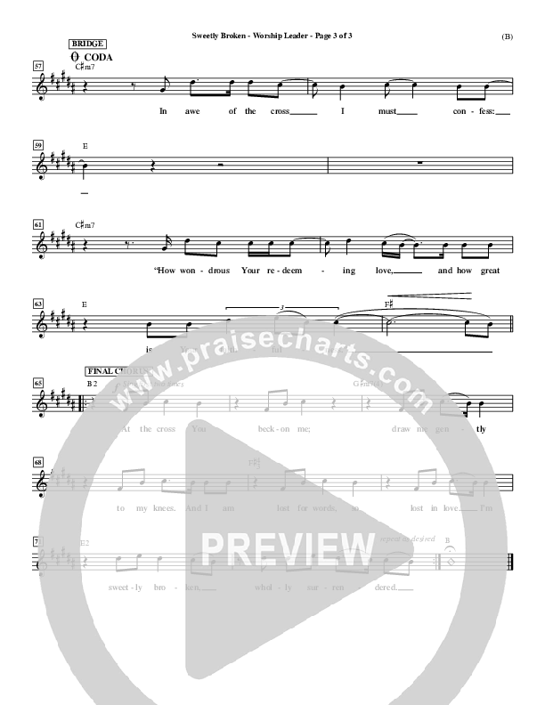 Sweetly Broken Lead Sheet (Jeremy Riddle)