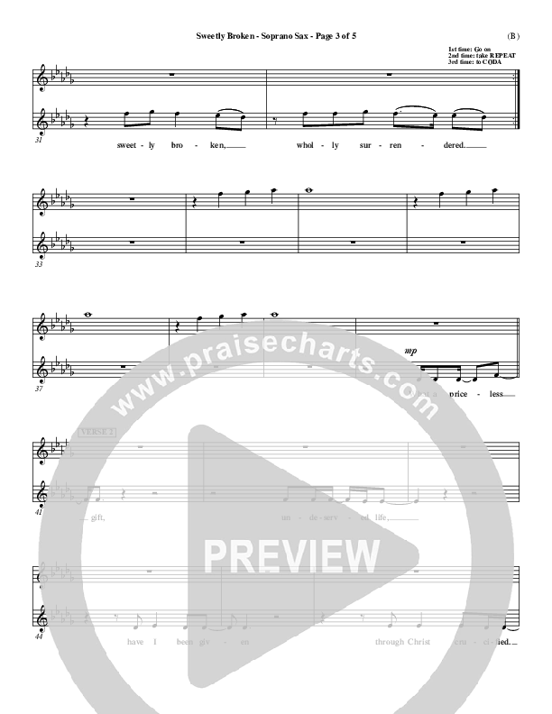 Sweetly Broken Soprano Sax (Jeremy Riddle)