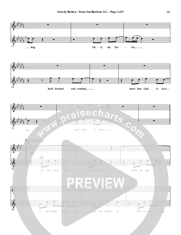 Sweetly Broken Tenor Sax/Baritone T.C. (Jeremy Riddle)