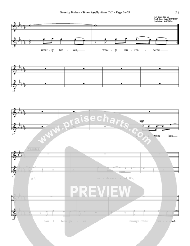 Sweetly Broken Tenor Sax/Baritone T.C. (Jeremy Riddle)