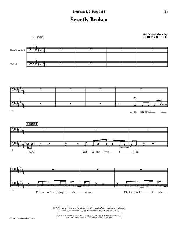 Sweetly Broken Trombone 1/2 (Jeremy Riddle)