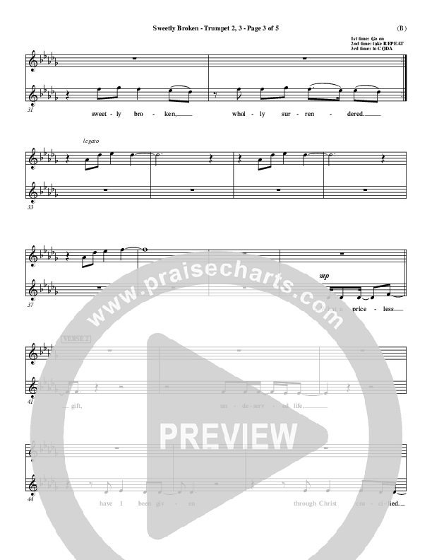 Sweetly Broken Trumpet 2/3 (Jeremy Riddle)