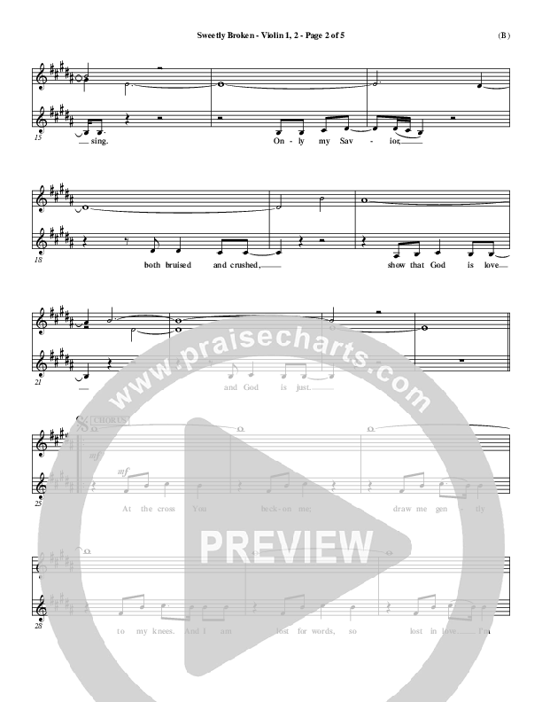 Sweetly Broken Violin 1/2 (Jeremy Riddle)