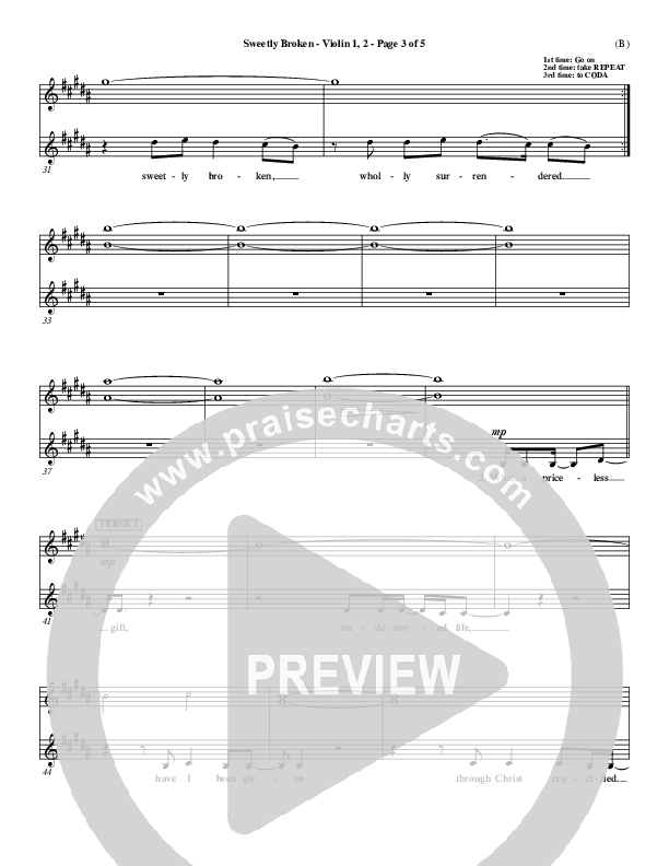 Sweetly Broken Violin 1/2 (Jeremy Riddle)