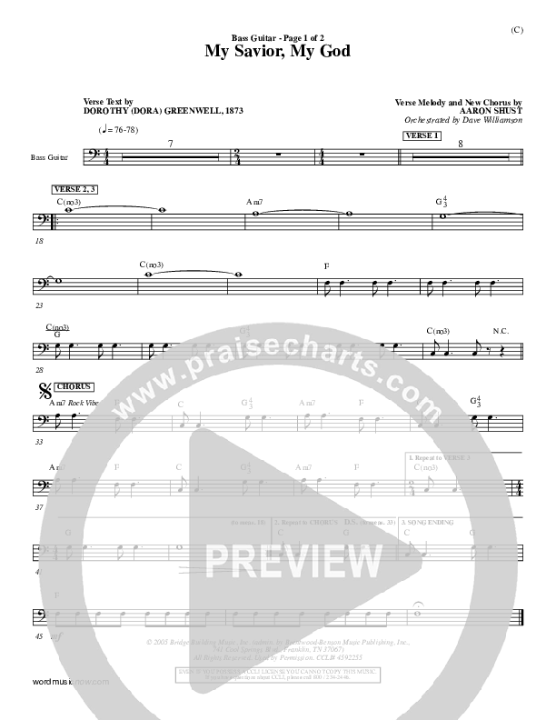 My Savior My God Bass Guitar (Aaron Shust)