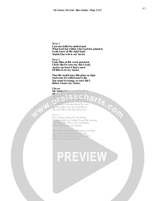 My Savior My God Rhythm Chart (Aaron Shust)