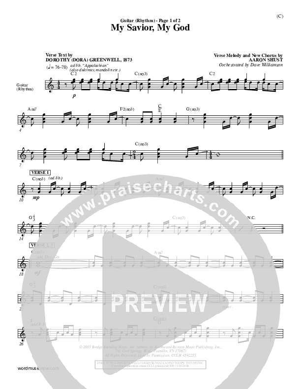 My Savior My God Guitar (Aaron Shust)