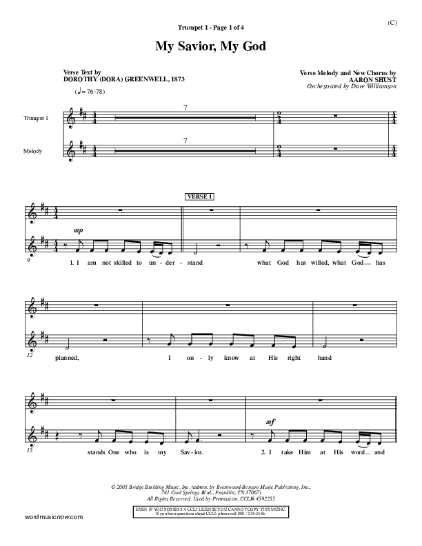 My Savior My God Trumpet 1 (Aaron Shust)