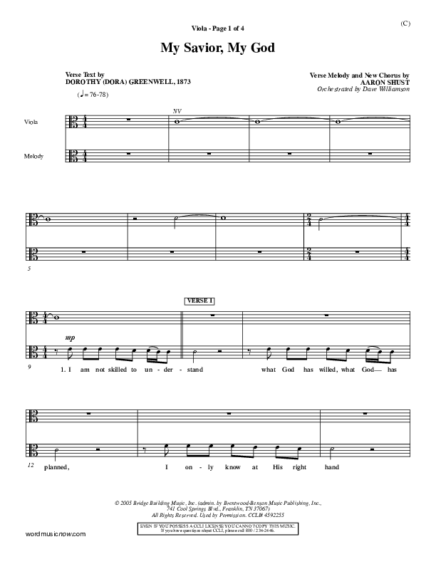 My Savior My God Viola (Aaron Shust)