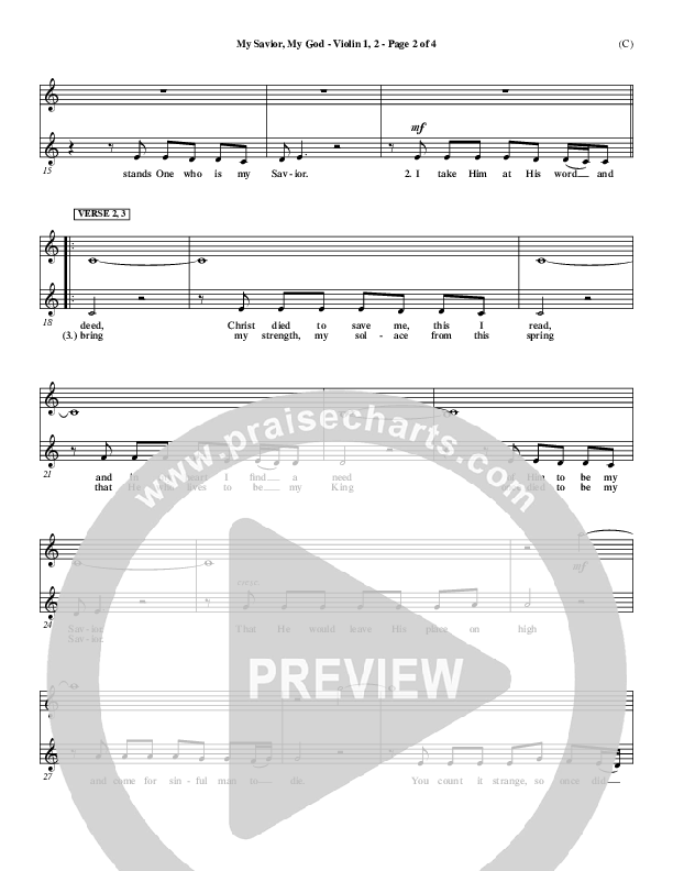 My Savior My God Violin 1/2 (Aaron Shust)