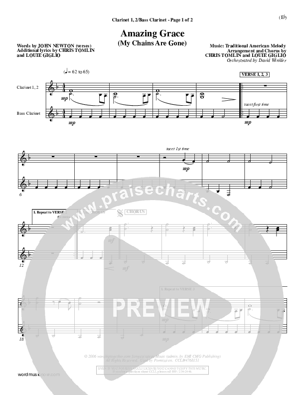 Amazing Grace (My Chains Are Gone) Bass Clarinet (Chris Tomlin)