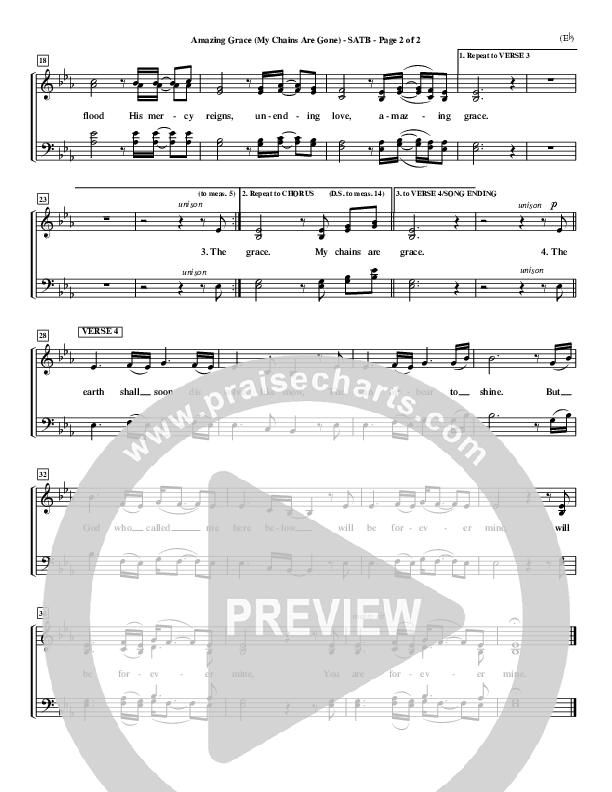 Amazing Grace (My Chains Are Gone) Choir Vocals (SATB) (Chris Tomlin)