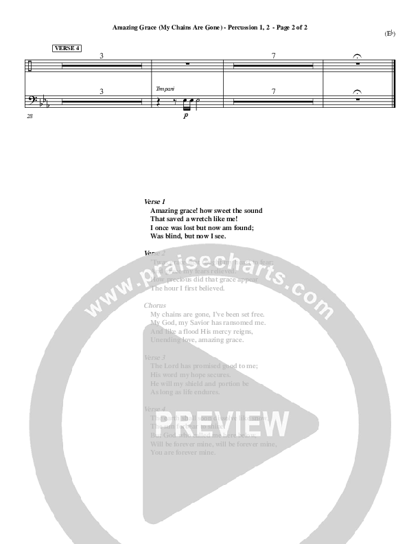Amazing Grace (My Chains Are Gone) Percussion 1/2 (Chris Tomlin)