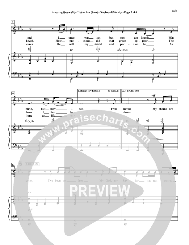 Amazing Grace (My Chains Are Gone) Piano Sheet (Chris Tomlin)