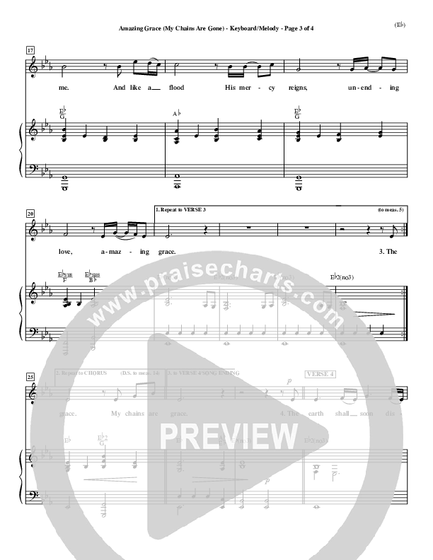 Amazing Grace (My Chains Are Gone) Piano Sheet (Chris Tomlin)