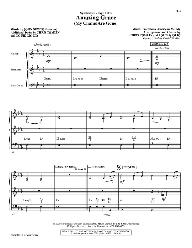 Amazing Grace (My Chains Are Gone) Synth (Chris Tomlin)