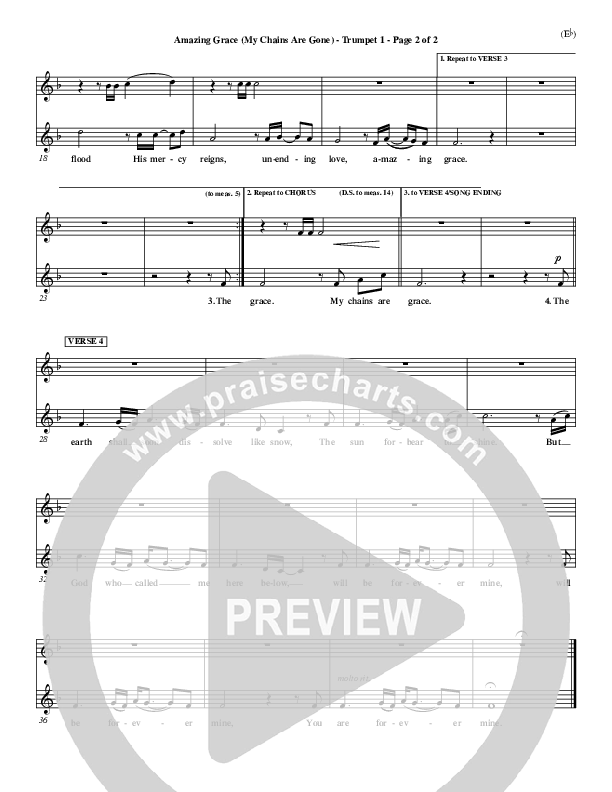 Amazing Grace (My Chains Are Gone) Trumpet 1 (Chris Tomlin)