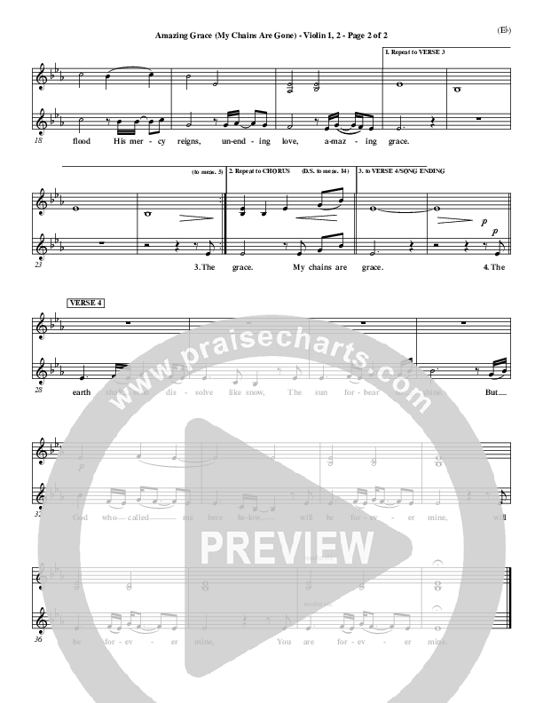 Amazing Grace (My Chains Are Gone) Violin 1/2 (Chris Tomlin)