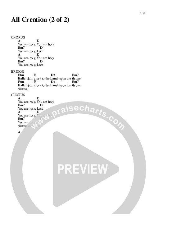 All Creation Chord Chart (New Life Worship)