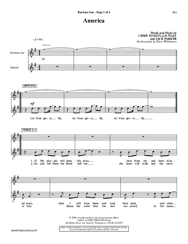 America Bari Sax (Chris Tomlin)