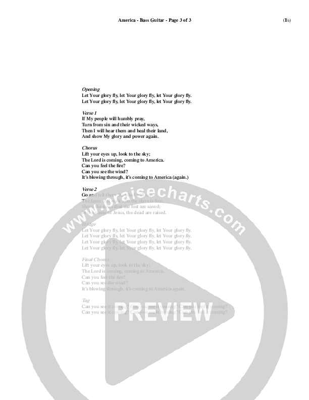 America Rhythm Chart (Chris Tomlin)