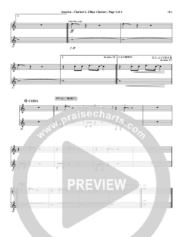 America Clarinet 1/2, Bass Clarinet (Chris Tomlin)