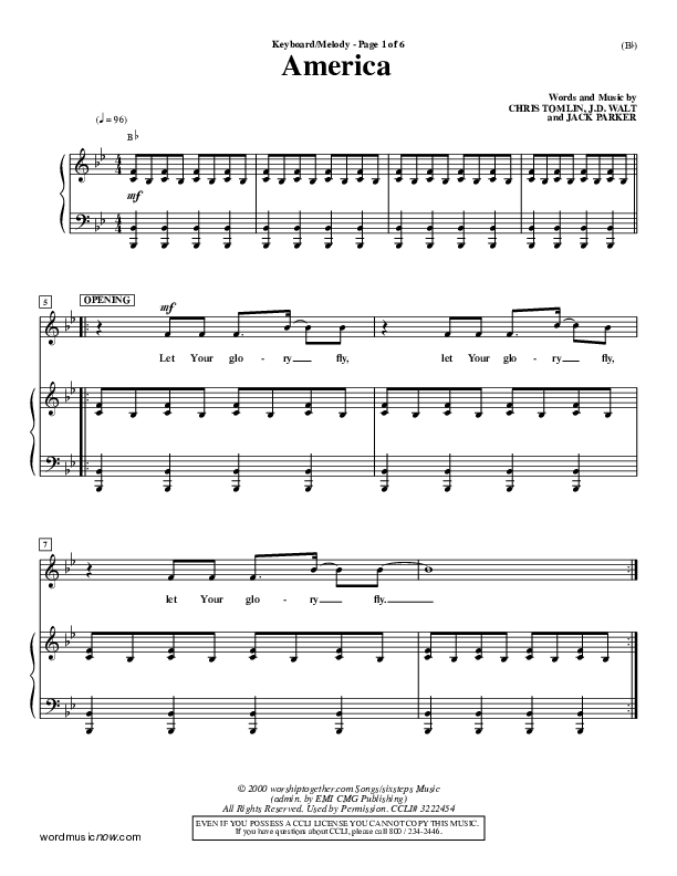 America Piano/Vocal (Chris Tomlin)
