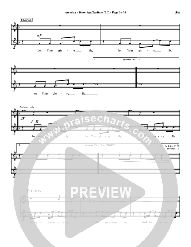 America Tenor Sax/Baritone T.C. (Chris Tomlin)