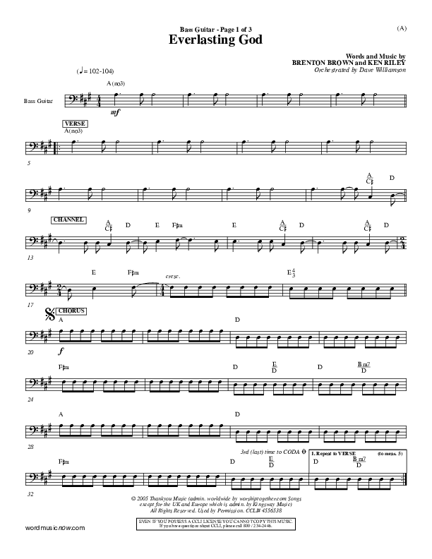 Everlasting God Rhythm Chart (Brenton Brown)
