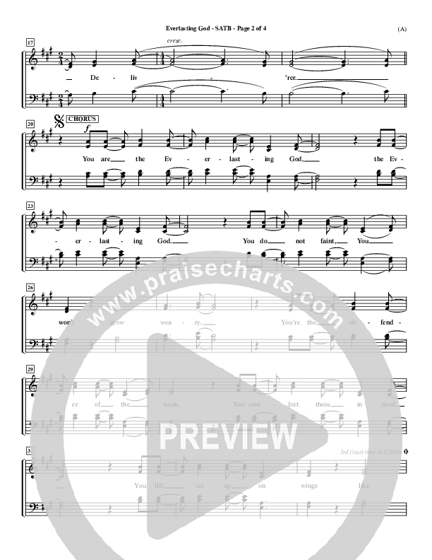 Everlasting God Choir Sheet (SATB) (Brenton Brown)