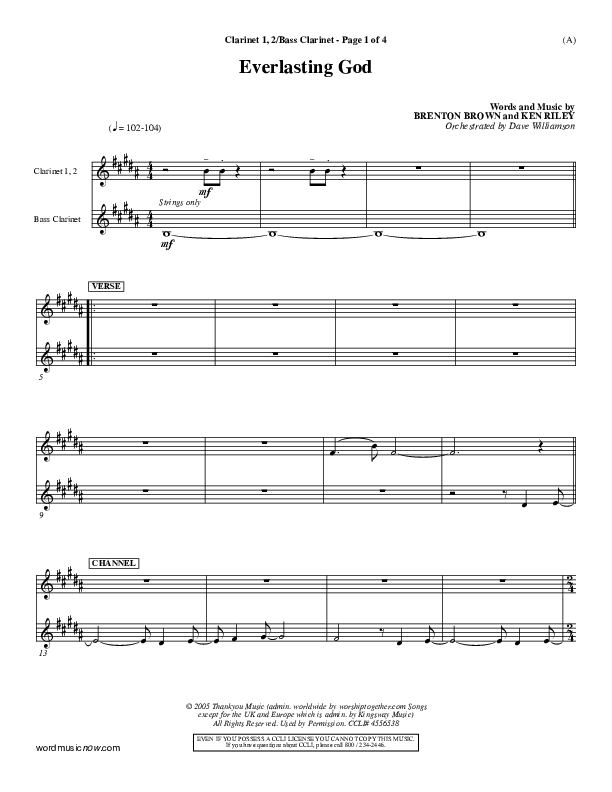 Everlasting God Clarinet 1/2, Bass Clarinet (Brenton Brown)