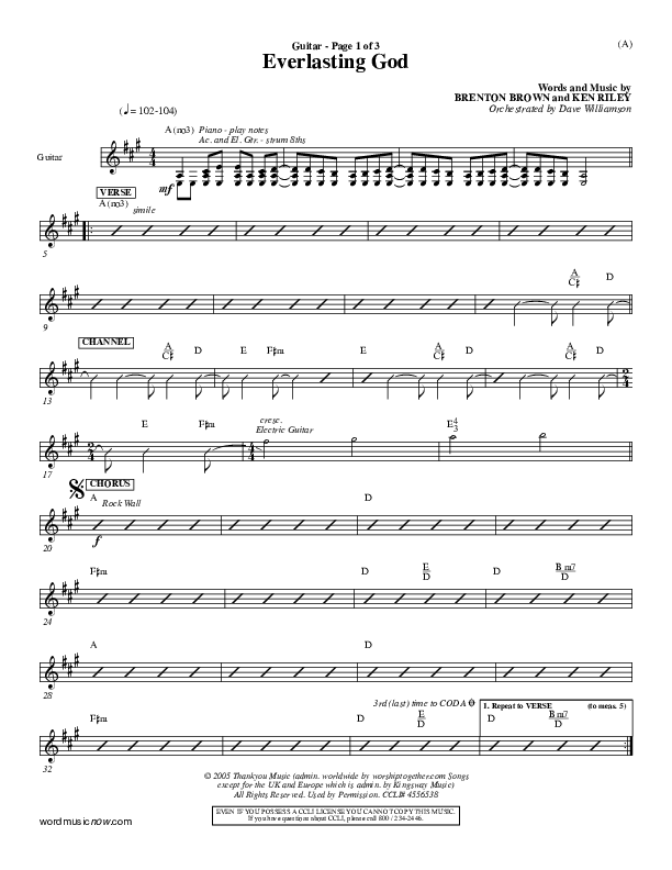 Everlasting God Guitar (Brenton Brown)
