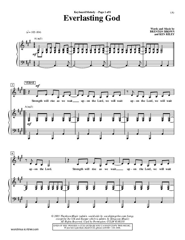 Everlasting God Lead Sheet (Brenton Brown)