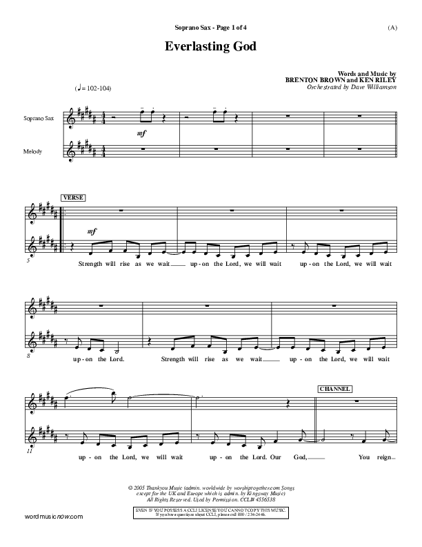 Everlasting God Soprano Sax (Brenton Brown)