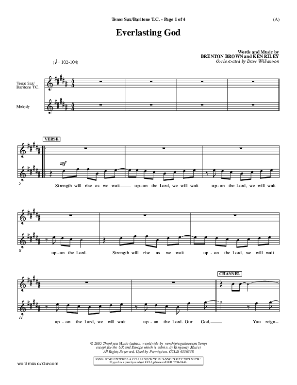 Everlasting God Tenor Sax 2 (Brenton Brown)