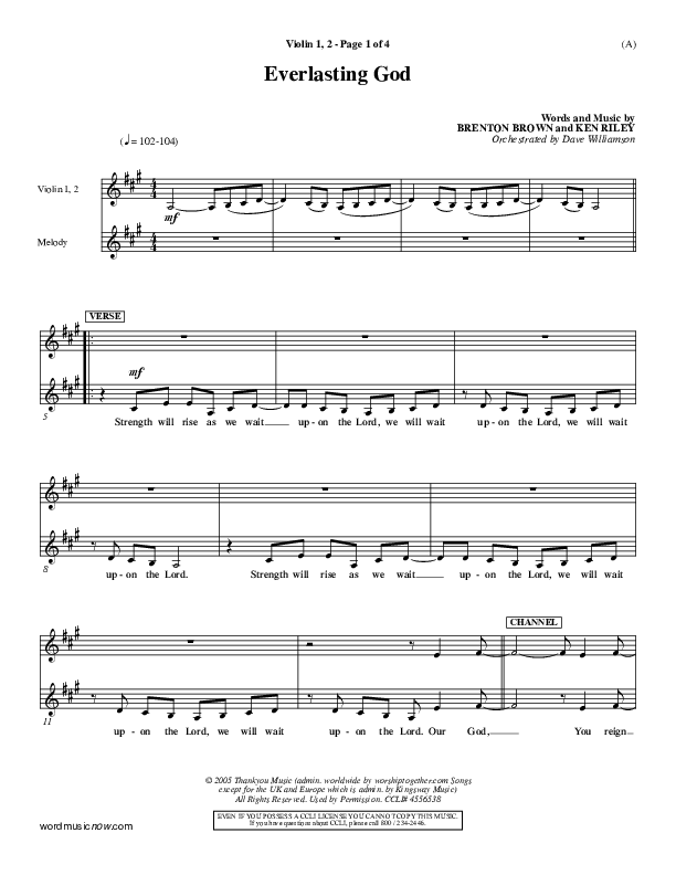 Everlasting God Violin 1/2 (Brenton Brown)