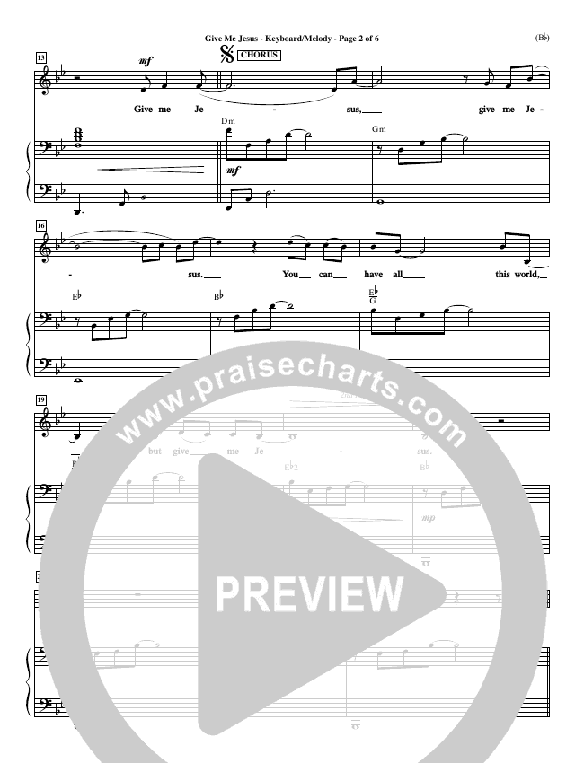 Give Me Jesus Sheet Music (Fernando Ortega) - PraiseCharts