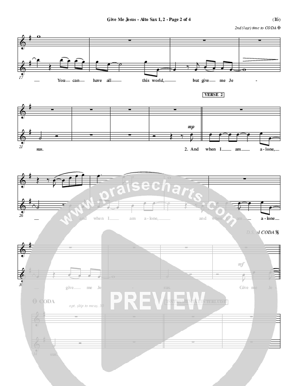 Give Me Jesus Alto Sax 1/2 (Fernando Ortega)