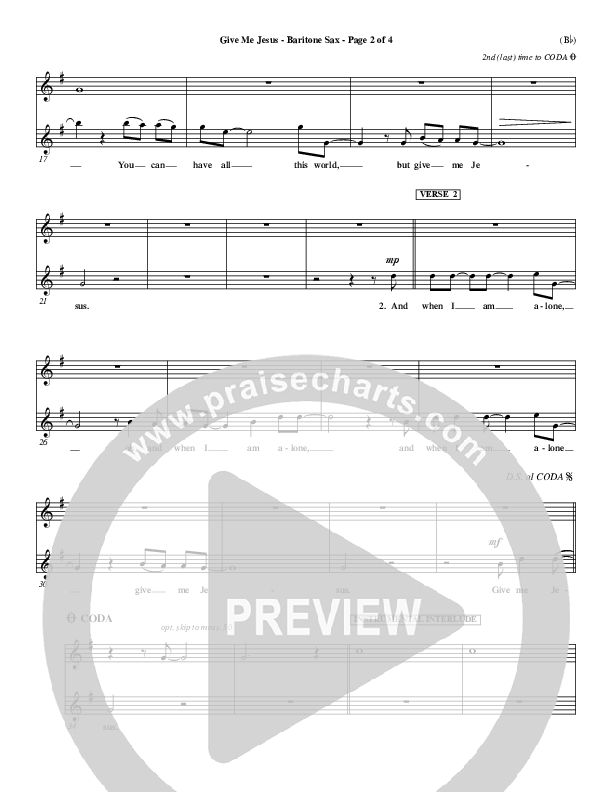 Give Me Jesus Bari Sax (Fernando Ortega)