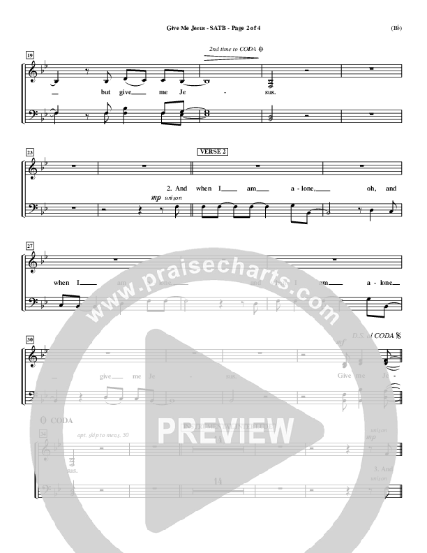 Give Me Jesus Choir Sheet (SATB) (Fernando Ortega)