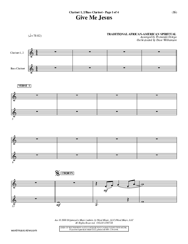 Give Me Jesus Clarinet 1/2 (Fernando Ortega)