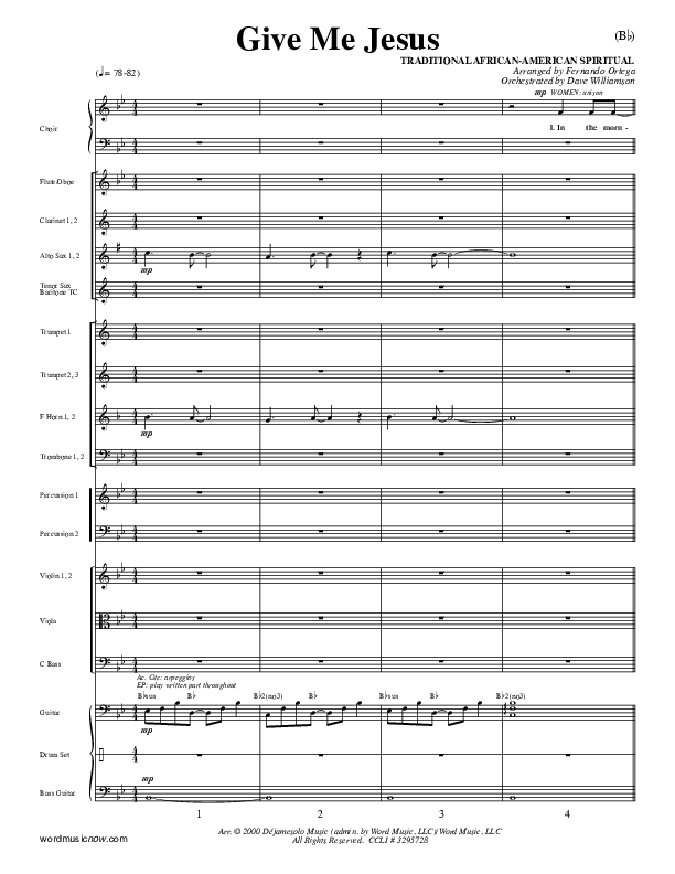 Give Me Jesus Conductor's Score (Fernando Ortega)