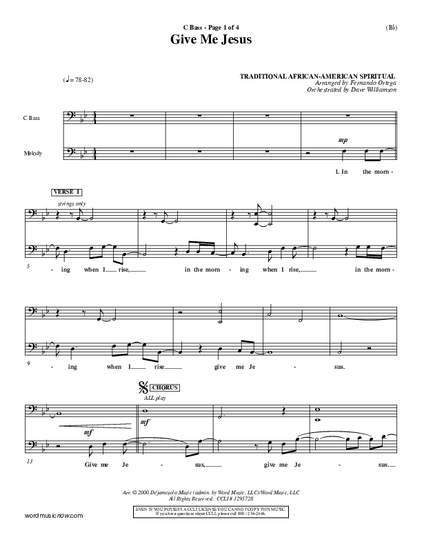 Give Me Jesus Double Bass (Fernando Ortega)