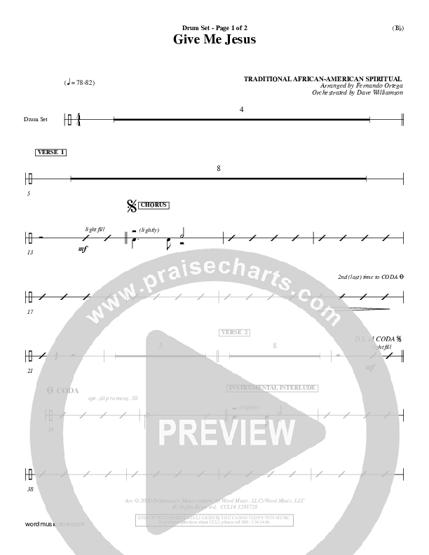 Give Me Jesus Drum Set (Fernando Ortega)